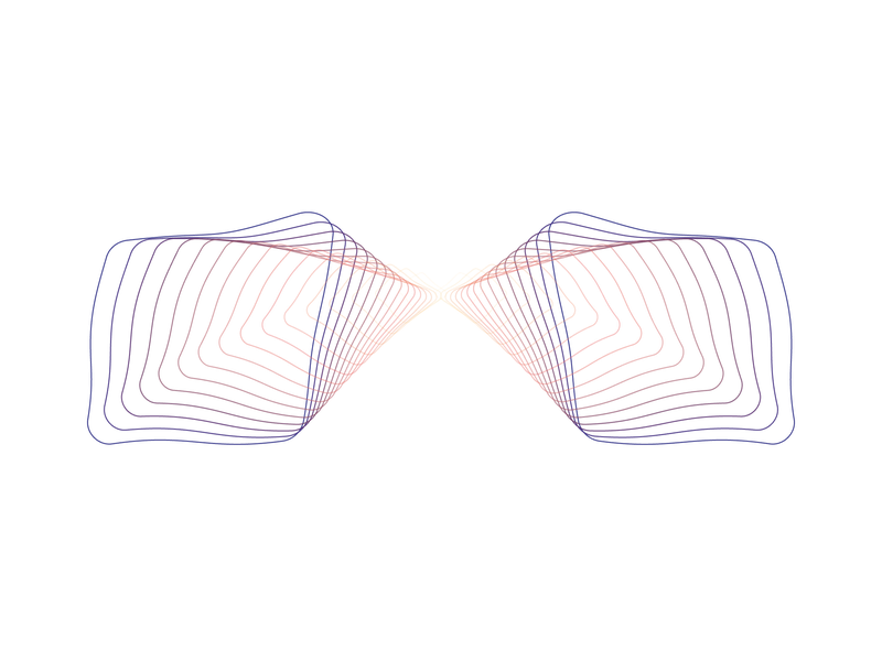 An abstract vector image using fine lines and subtle shades of blue, red and yellow