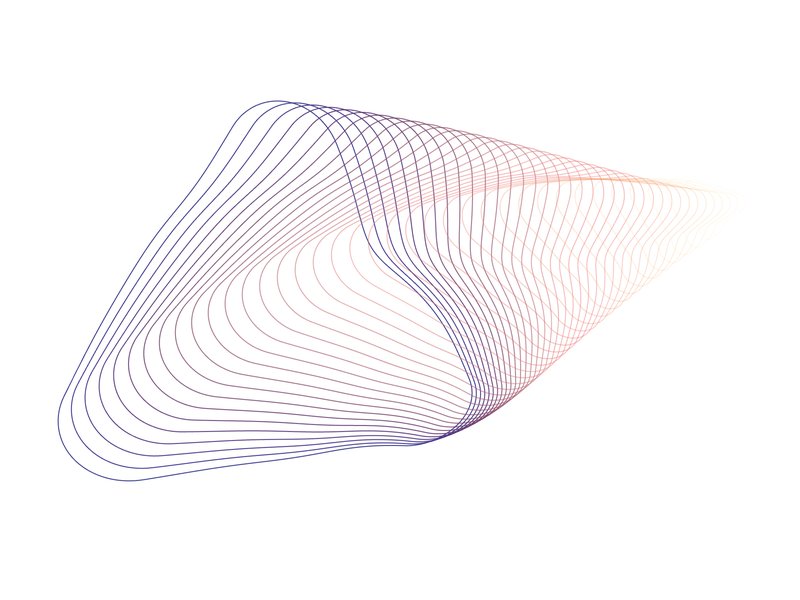 An abstract vector image using fine lines and subtle shades of blue, red and yellow