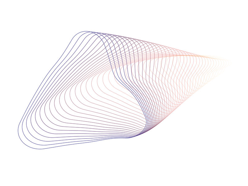 An abstract vector image using fine lines and subtle shades of blue, red and yellow