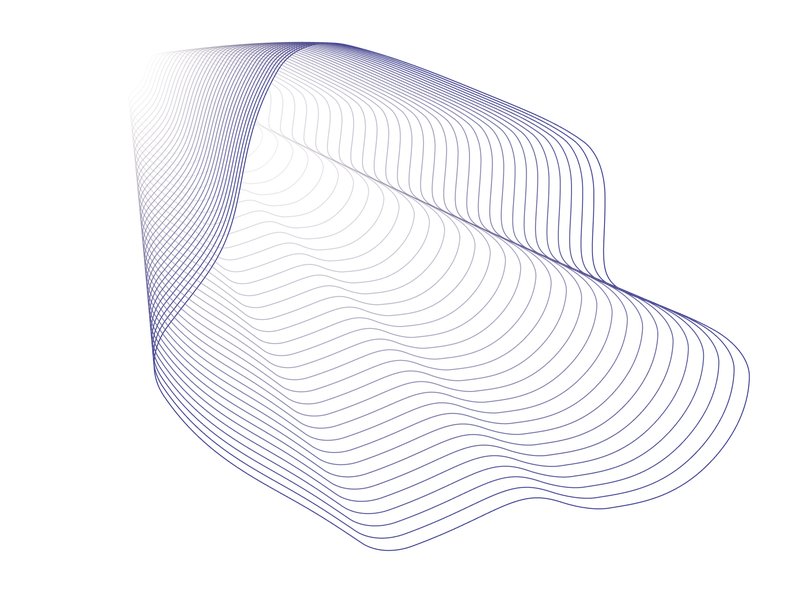 An abstract vector image using fine lines and subtle shades of blue, red and yellow