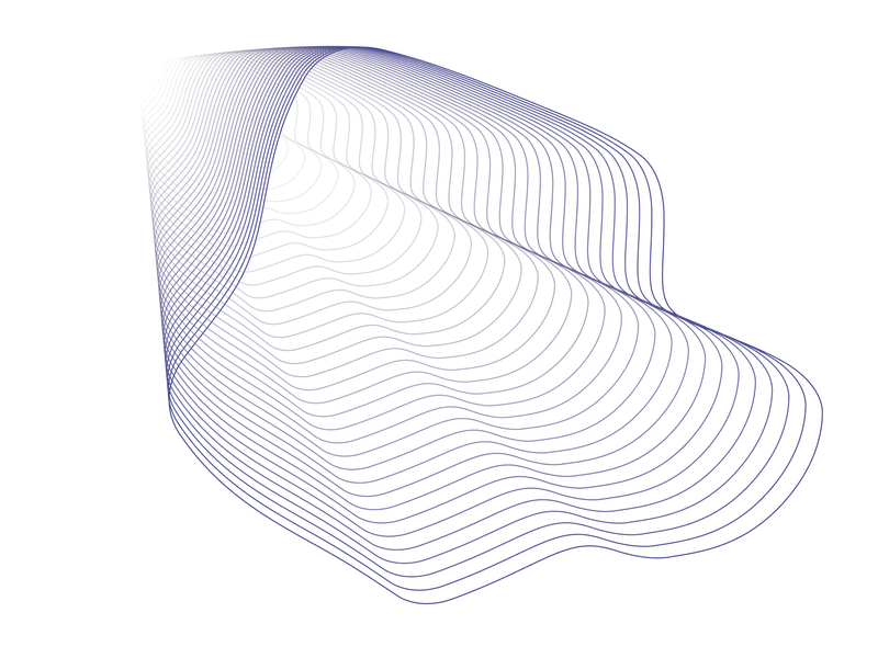 An abstract vector image using fine lines and subtle shades of blue, red and yellow