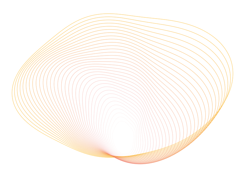 An abstract vector image using fine lines and subtle shades of blue, red and yellow