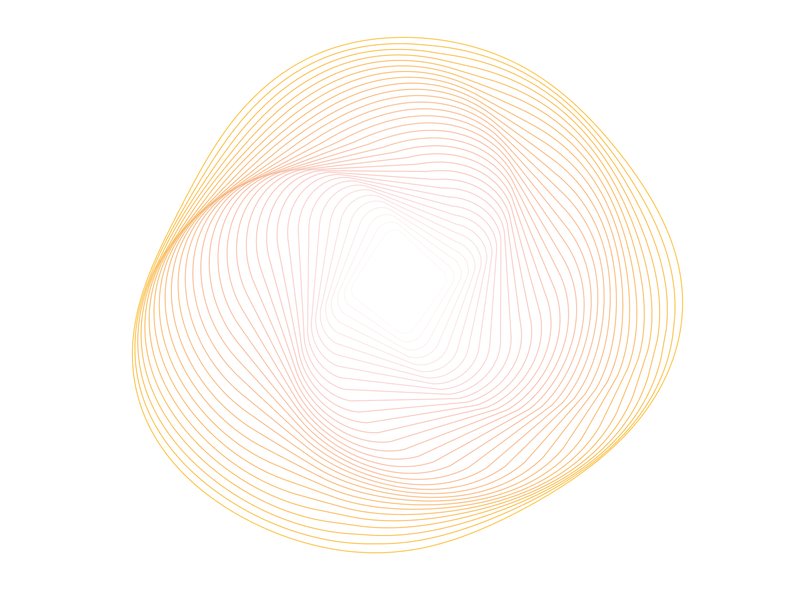 An abstract vector image using fine lines and subtle shades of blue, red and yellow