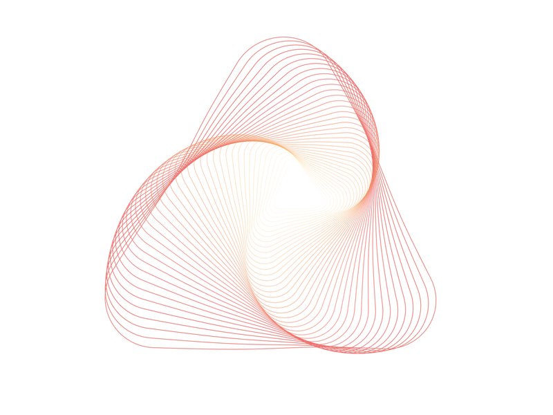 An abstract vector image using fine lines and subtle shades of blue, red and yellow